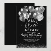 Silver Black ballon All Black Affair Birthday Kaart (Voorkant / Achterkant)