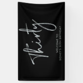 Silver & Black Birthday Party Welcome Banner (Verticaal)