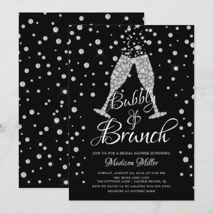 Silver & Black Bubble & Brunch Vrijgezellenfeest Kaart