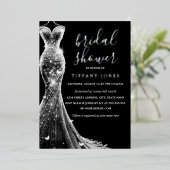 Silver Black Butterfly Dress Vrijgezellenfeest Folie Uitnodiging (Staand Voorkant)