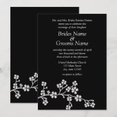 Silver & Black Cherry Blossom Elegant Wedding 5x7 Kaart (Voorkant / Achterkant)
