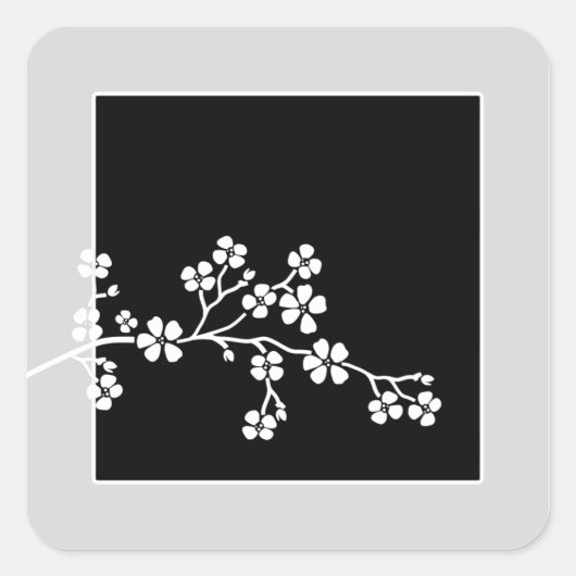Silver/Black Cherry Blossoms Bruiloft (20) Sticker (Voorkant)