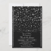 Silver & Black Confetti Splatter Engagement Party Kaart (Voorkant)