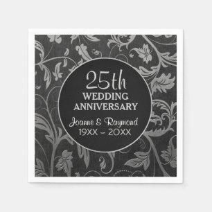 Silver Black Damask 25e Jubileum Servetten