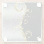 Silver & Black Damask Glazen Onderzetter (Achterkant)