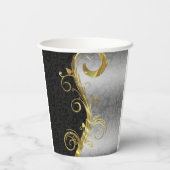 Silver & Black Damask Papieren Bekers (Achterkant)