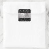 Silver Black diamond confetti shimmer sparkle chic Vierkante Sticker (Tas)