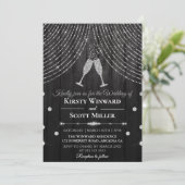 Silver Black Diamond Curtain Wedding Kaart (Staand voorkant)