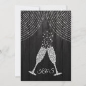 Silver Black Diamond Curtain Wedding Kaart (Achterkant)