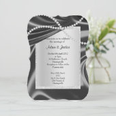 Silver Black diamond strand elegant bruiloft Kaart (Staand voorkant)