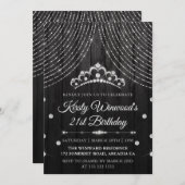 Silver Black Diamond Tiara Birthday Kaart (Voorkant / Achterkant)