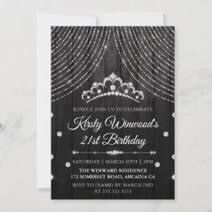 Silver Black Diamond Tiara Birthday Kaart