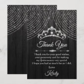 Silver Black Diamond Tiara Quinceanera Bedankkaart (Voorkant / Achterkant)