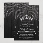 Silver Black Diamond Tiara Sweet 16 Kaart (Voorkant / Achterkant)