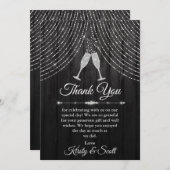 Silver Black Diamond Wedding Bedankkaart (Voorkant / Achterkant)