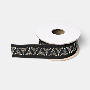 Silver Black Driangle Spirals Celtic Knot Design Grosgrain Lint