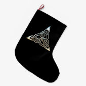 Silver Black Driangle Spirals Celtic Knot Design Grote Kerstsok (Voorkant (Hangend))