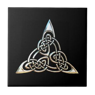 Silver Black Driangle Spirals Celtic Knot Design Tegeltje