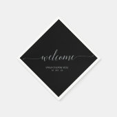 Silver & Black Elegant Script Welcome Party Servet (Hoek)