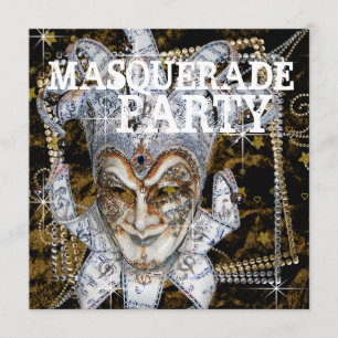 Silver Black en Gold Mask Masquerade Party Kaart