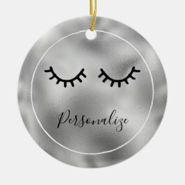 Silver Black Eyelashes Keramisch Ornament