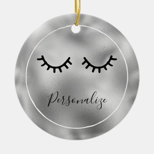 Silver Black Eyelashes Keramisch Ornament (Voorkant)