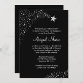 Silver Black Falling Stars Bat Mitzvah Kaart (Voorkant / Achterkant)