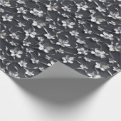 Silver Black Floral 25e bruiloft Jubileum Cadeaupapier (Hoek)