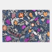 Silver Black Floral Leaves Illustration Pattern Inpakpapier Vel (Voorkant 3)