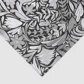 Silver Black Floral Leaves Illustration Pattern Tissuepapier (Detail)