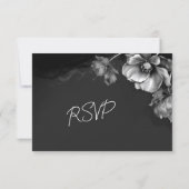 Silver Black Floral RSVP Kaartje (Achterkant)