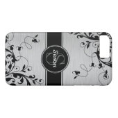 Silver Black Floral Swirls Case-Mate iPhone Case (Achterkant (Horizontaal))