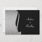 Silver Black Flourish Wedding Invite Kaart (Voorkant)