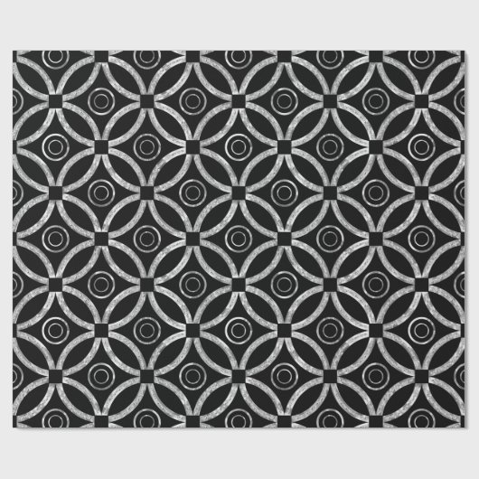 Silver & Black Geometric Pattern Cadeaupapier (Vlak)