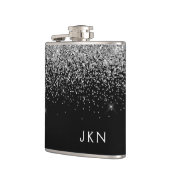 Silver Black Girly Glitter Sparkle Monogram Name Heupfles (Links)