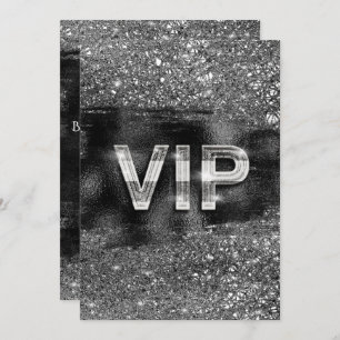 Silver Black Glam Chic Club VIP Party Invitations