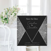 Silver & Black Glam Wedding Bewaar de datum Magnet