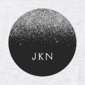 Silver Black Glitter Chic Monogram Naam Labels (Design 2)