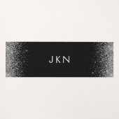 Silver Black Glitter Girly Monogram Initialen Yogamat (Voorkant (horizontaal))