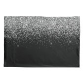 Silver Black Glitter Script Monogram Girly Name Kussensloop (Achterkant)