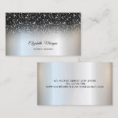 Silver Black Glitter Sequins Elegant Professional Visitekaartje (Voorkant / Achterkant)