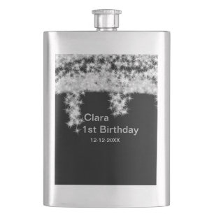Silver Black glitter voegt naam verjaardagsjaar t Flacon