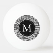 Silver Black Glitz Zebra Glitter Monogram Pingpongballen (Voorkant)