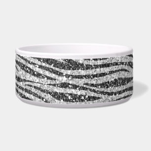 Silver Black Glitzy Zebra Print Glitter     Voerbakje
