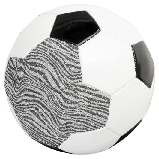 Silver Black Glitzy Zebra Print Glitter          Voetbal (Drie kwart)