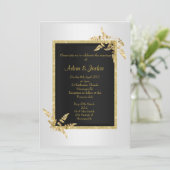 Silver Black gold leaf ELEGANT CLASSY WEDDING Kaart (Staand voorkant)