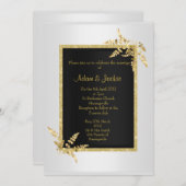 Silver Black gold leaf ELEGANT CLASSY WEDDING Kaart (Voorkant / Achterkant)