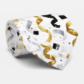 Silver Black Gold New Year's Celebration Confetti Stropdas (Opgerold)