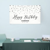 Silver & Black Hexagon Confetti Happy Birthday Spandoek (Beurs)