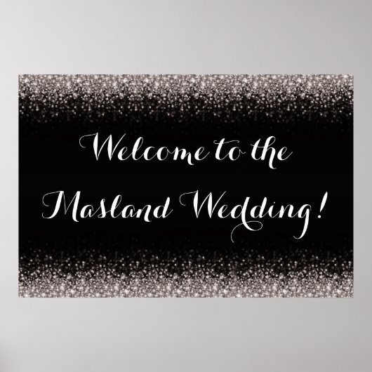 Silver Black Hollywood Glitz Glam Wedding Poster (Voorkant)